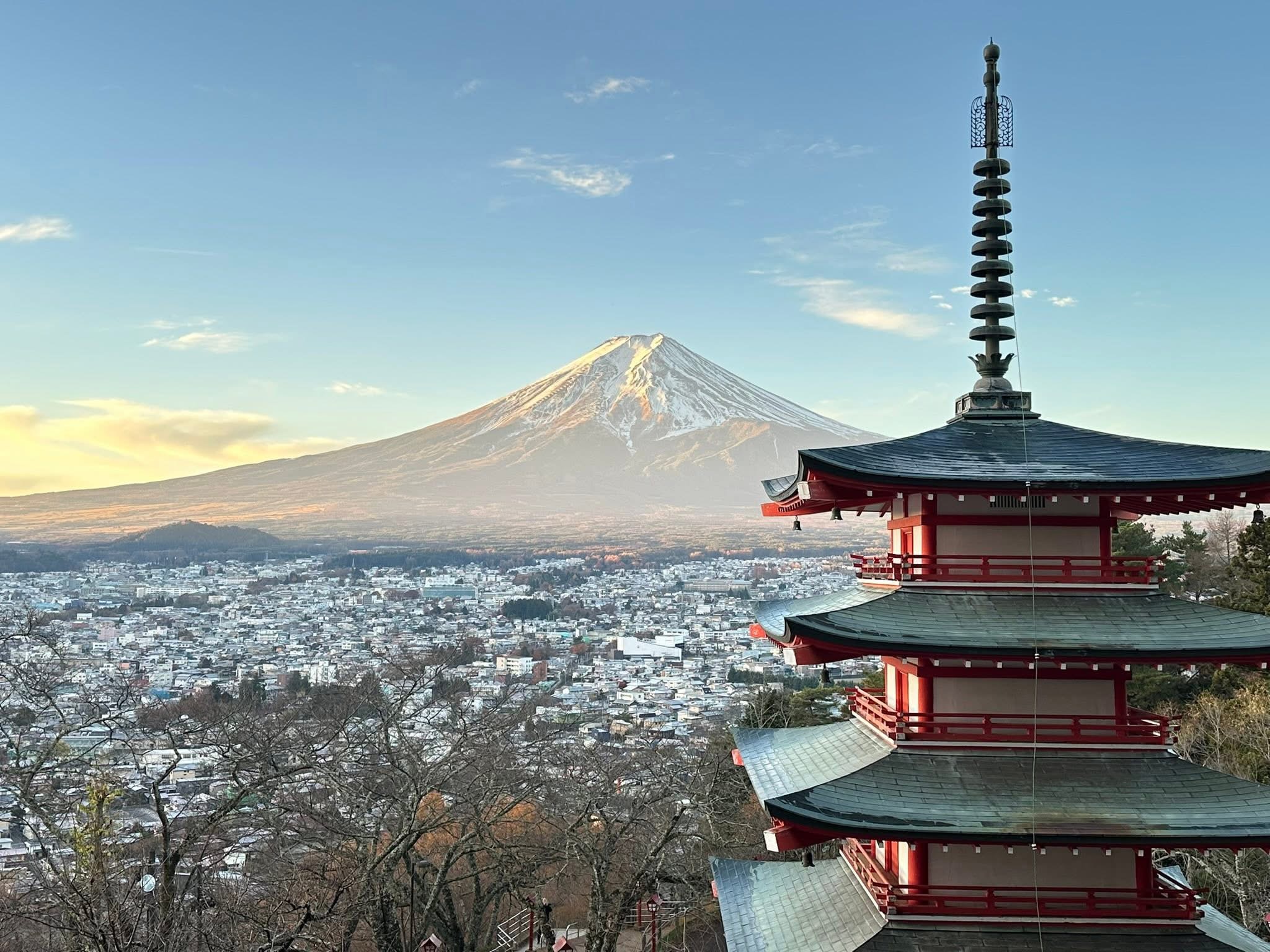mount fuji view from chureito pagoda japan